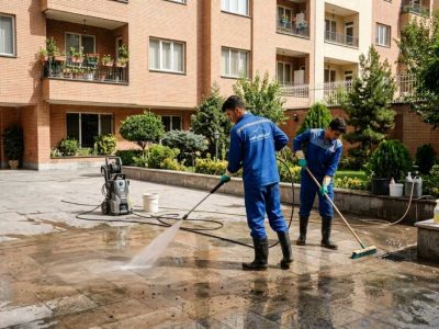 شستشوی محوطه و فضاهای مسکونی
